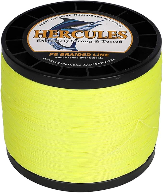 HERCULES Cost-Effective Super Cast 8 Strands Braided Fishing Line 10LB to 300LB Test for Salt-Water,109/328/547/1094 Yards(100M/300M/500M/1000M),Diam.#0.12MM-1.2MM,Hi-Grade Performance,Variety Colors