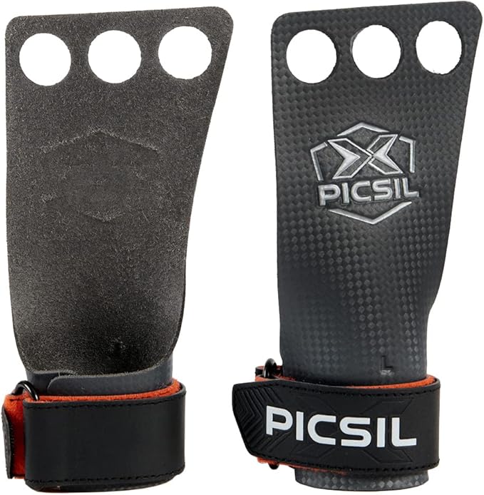 PICSIL - RX Grips | Synthetic Workout & Gymnastics Grips | Ultra-Resistant Carbon Fibre for Cross Training | Helps Prevent Tears & Blisters | Carbon Fibre Material | Use wiht Chalk |