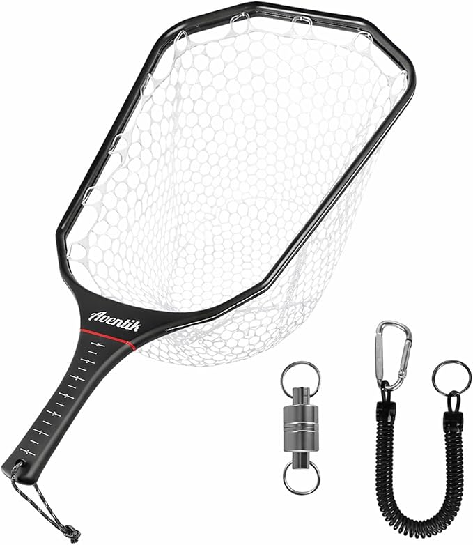 Aventik Fly Floating Fishing Net Carbon Fiber Landing Trout Net Light Weight Clear Rubber Ghost Net Catch & Release