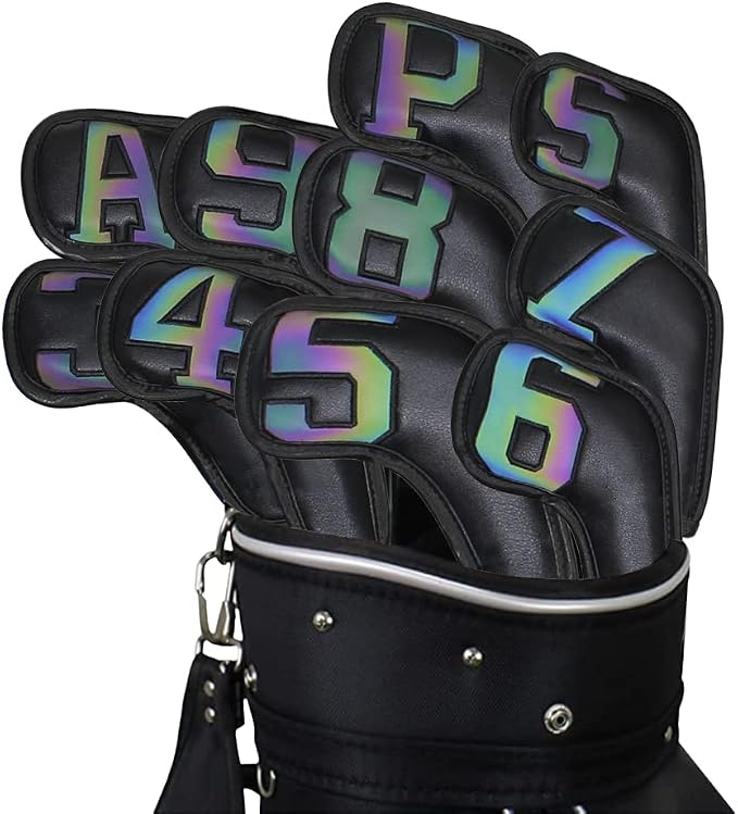 Scott Edward Golf Club Head Covers for Iron, 10 Pcs Leather Waterproof Material, Gradient Numbers Perfect for Mizuno Callaway, Ping, Taylormade, Cobra, Etc.