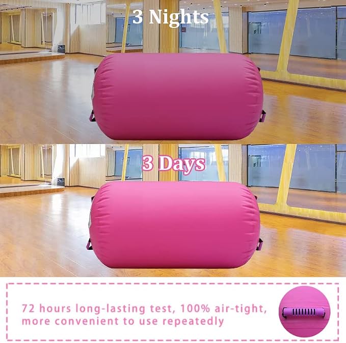 CZGBRO Gymnastics Barrel Air Roller with Pump, Inflatable Tumbling Equipment Air Mat Octagon Mat for Backhandspring Training Cheerleading Home Use