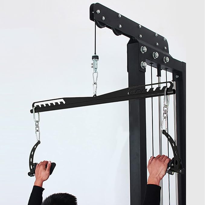 Adjustable Lat Pull down Bar, Cable Machine Attachments for Gym, Home Gym Fitness T-bar Row Pulldown Attachments, Lat Pull Down Machine Wide Grip Neutral Grip Handle