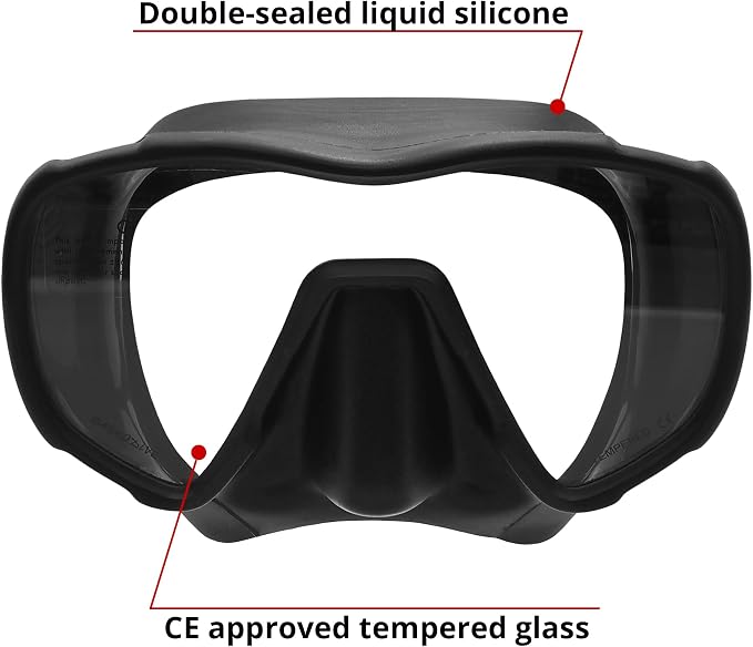 Nami Single Frameless Diving Mask - Panoramic View, UV Available - Scuba, Freediving, Spearfishing, Snorkel Mask for Adults