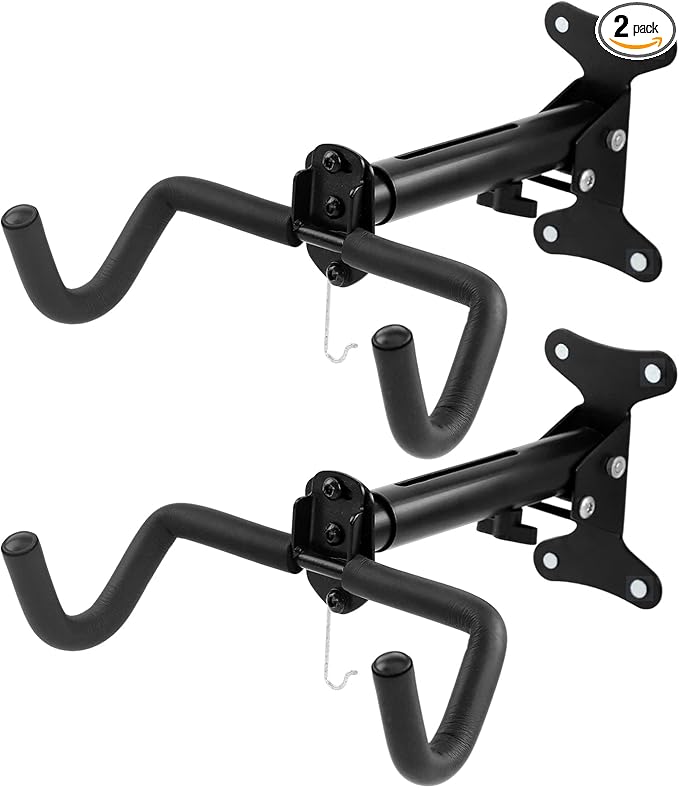 Cyfie Bike Wall Mount Garage Rack Hanger, Adjustable Horizontal Bicycle Garage Storage Hooks Indoor Bike Hook Holder for Haning Mountain Road Hybrid Bike in Apartment (2 Pack)