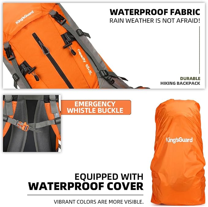 70L Camping Hiking Backpack with Rain Cover Waterproof Backpacking Backpack for Hiking Treeking Climbing Outdoor