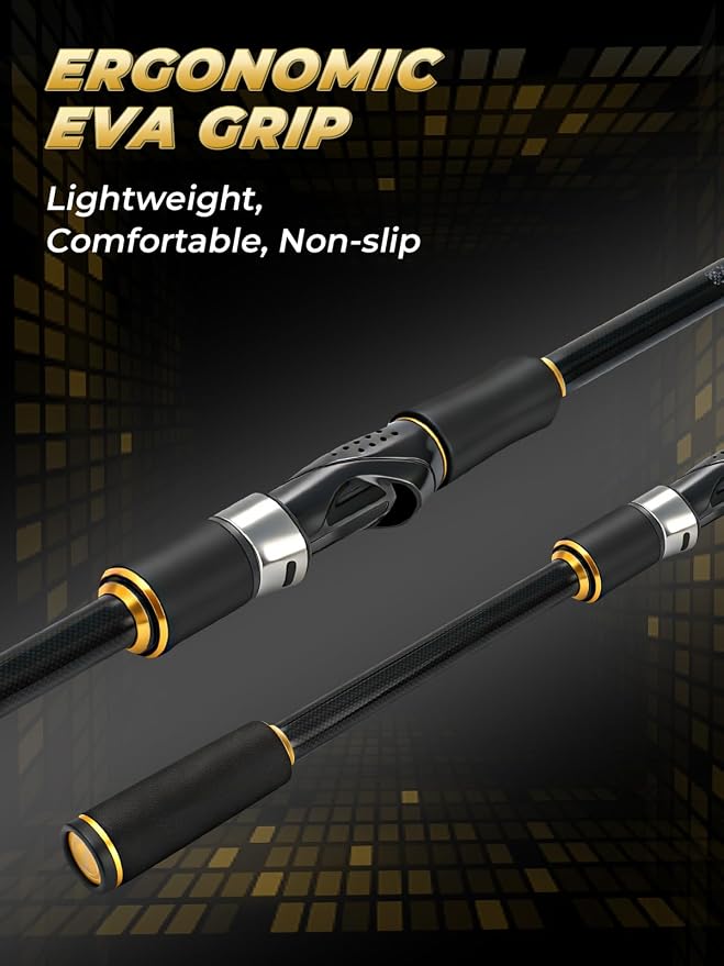 Jenseits 7FT Fishing Rod，Telescopic & 4-Piece Fishing Pole, Spin & Cast | 24T Carbon Fiber, Comfortable EVA Handle, Ceramic Guides, Bass, Trout, Catfish, Freshwater & Inshore，Fishing Gift for Men