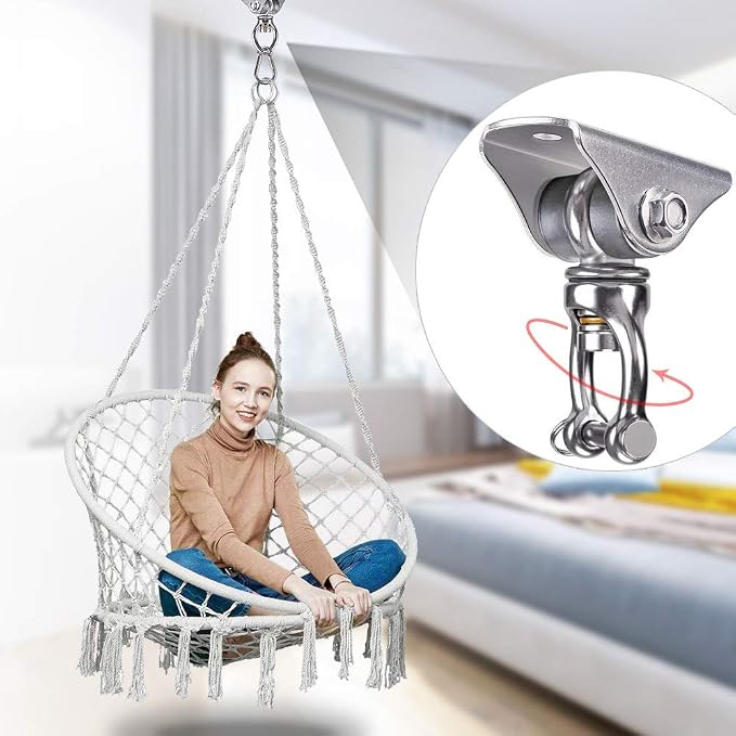 SELEWARE Silent Swing Hanger Heavy Duty Swing Hook Swivel Bearing Hanging Hardware for Porch Swing Hammock Chair Heavy Bag Yoga Silk Suspension Straps Olympic Rings