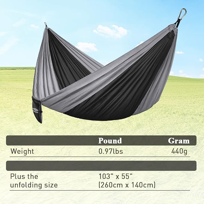 Forbidden Road Camping Hammock 400lbs Capacity Portable Hammock for Outside, Backyard, Travel, Backpacking, Beach