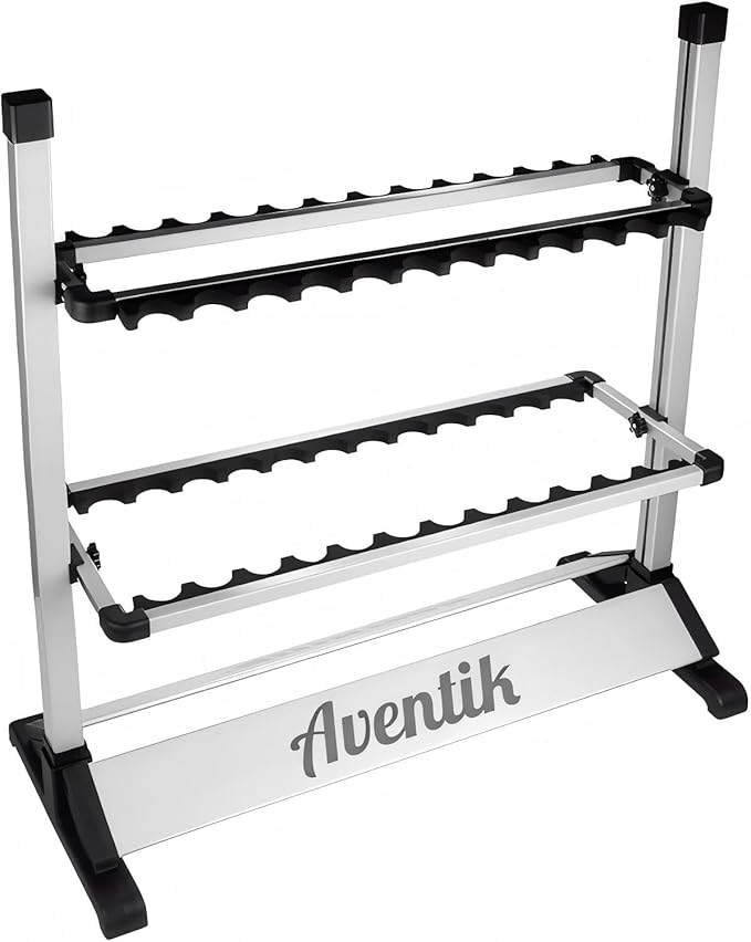 Aventik Fishing Rod Rack, 12&24 Rods Aluminum Fishing Rod Holder-Space Saving Oragnizer Perfect for Home Garage Storage Most Types of Fishing Rods and Combos (24 Rods Rack)