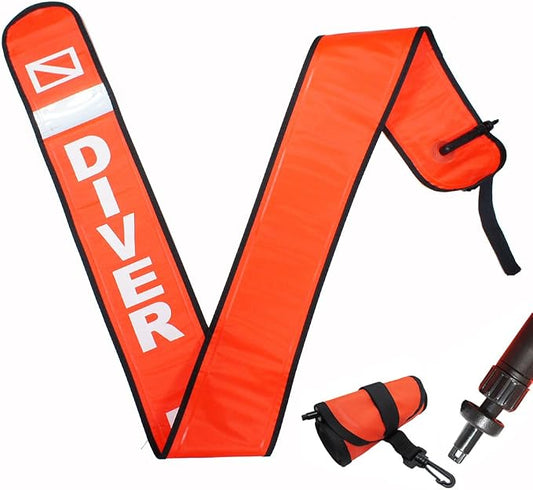 Scuba Choice Surface Marker Buoy (SMB) High-Visibility Dive Signal Tube, Durable Nylon TPU, Compact & BCD-Compatible, Easy Oral Inflator for Diving, Freediving & Underwater Safety