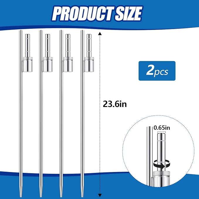 Pelopy 2 Pcs Feather Flag Ground Spike Ground Stake Flag Base Heavy Duty Flags Pole Holder for Outdoor Banner Stakes Fits Poles with 0.65 Inch Inner Diameter, Stake Only (24 Inch)