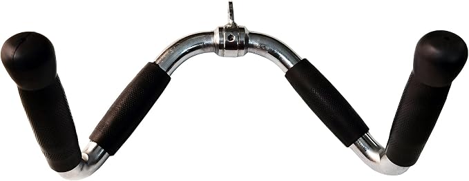 Lat Cable Machine Attachment Curl Pulldown Barbell Revolving Bar, Multi-Exerciser Cable Attachment, Solid Steel Tricep Press Down Bar with Rubber Handgrips & Revolving Hanger
