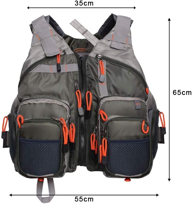 Waxaya Lightweight Fly Fishing Vest with Multi Pockets Adjustable Size Mesh Fishing Backpack for Men and Women