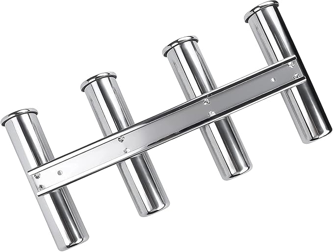 Wall-Mounted Fishing Rod Holder for Boat, Stainless Steel 4 Tubes Linked Fishing Rod Rack, Vertical Fishing Pole Holder for Marine Boat Yacht RV Camper