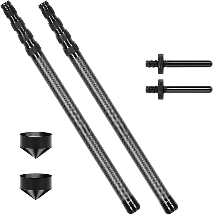 Telescopic Tarp Poles, Canopy Adjustable Carbon Fiber Poles Set of 2, Portable & Lightweight Tent Tarps for Awning, Camping, Hiking 83"