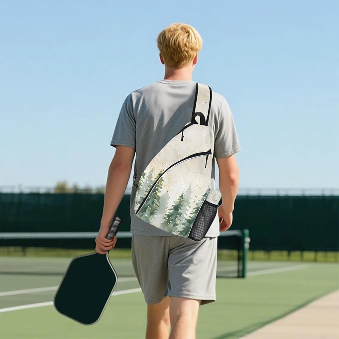 Pickleball Bag for Women Men Adjustable Crossbody Sling Backpack Hold Paddle Accessories
