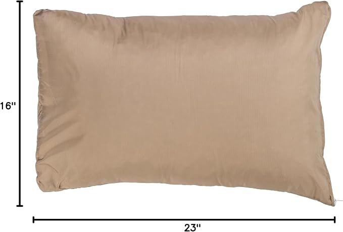 KLYMIT Drift Camping Pillow | Lightweight, Travel Head Rest for Sleep Filled with Shredded Memory Foam, Reversible Outer Cover for Extended Use, Large Size — Tan