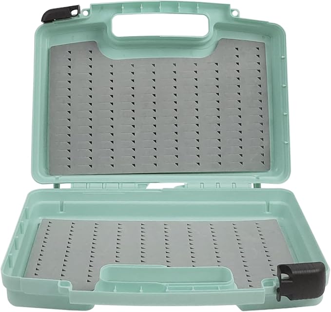 Aventik Streamer Fly Boxes Click Lock Large Streamer Flies Foam Storage Fishing Box Tackle Box Boating Fishing Boxes 14X11X3.35inch/10.43X8.27X3.15inch (SF2 Cyan Blue B+B Foams-14X11X3.35inch)