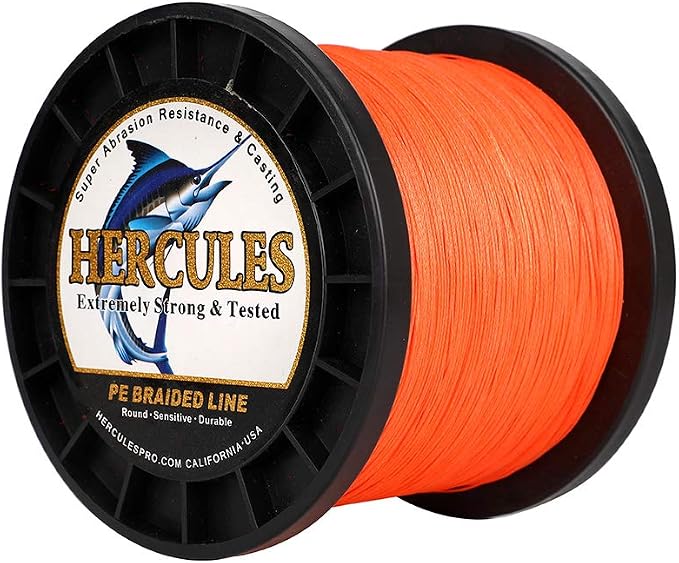 HERCULES Cost-Effective Super Cast 8 Strands Braided Fishing Line 10LB to 300LB Test for Salt-Water,109/328/547/1094 Yards(100M/300M/500M/1000M),Diam.#0.12MM-1.2MM,Hi-Grade Performance,Variety Colors