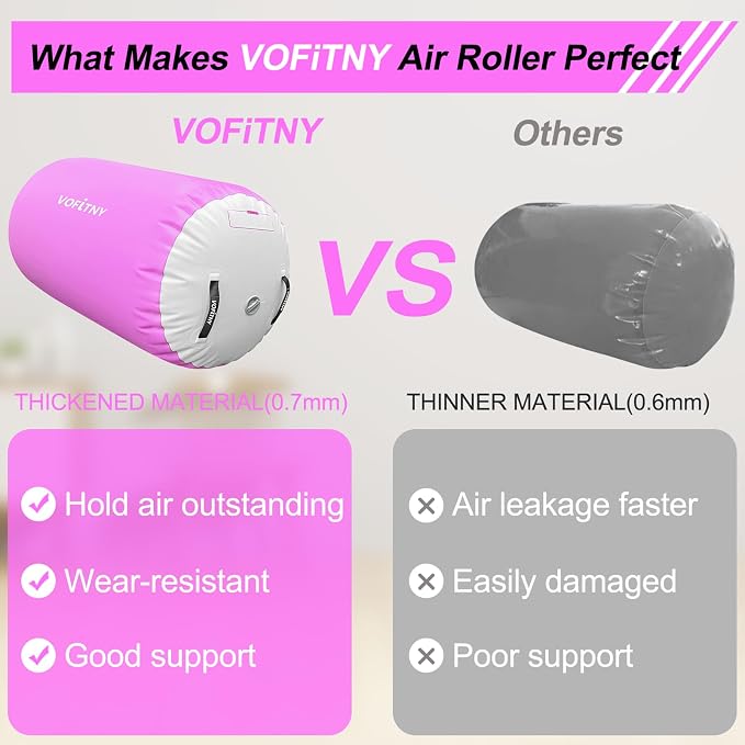 VOFiTNY Inflatable Gymnastics Air mat Tumbling Track with Air Barrel Octagon Mat with Pump for Home/Gym