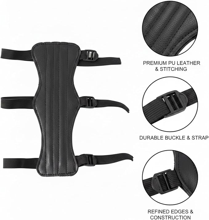Archery Arm Guard PU Leather Forearm Protection for Bow String Slap (1 PC)