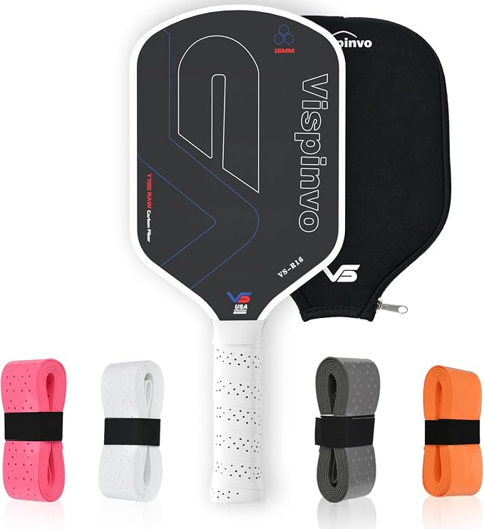 Carbon Fiber Pickleball Paddle USAPA Approved, 16MM T700 Thermoformed Pickleball Paddle with Polypropylene Honeycomb Core, Foam Injected Edges Designed for Ultimate Spin & Consistency