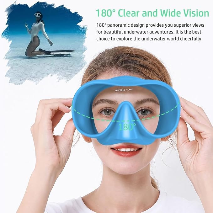 2 Sets Snorkeling Gear for Adults, Snorkel Set Adult Panoramic View, Anti-Leak Anti-Fog Scuba Diving Mask with Mesh Bag, for Portable Professional Diving Snorkeling Set