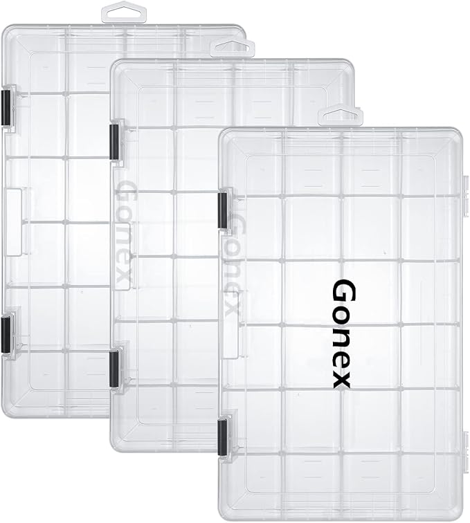 Gonex 3600 3700 Fishing Tackle Trays Lure Box with Adjustable Dividers | Clear PP Material, Adjustable Compartments, Fits Standard Tackle Box , For Fishing Lures Hooks Beads Accessories Storage