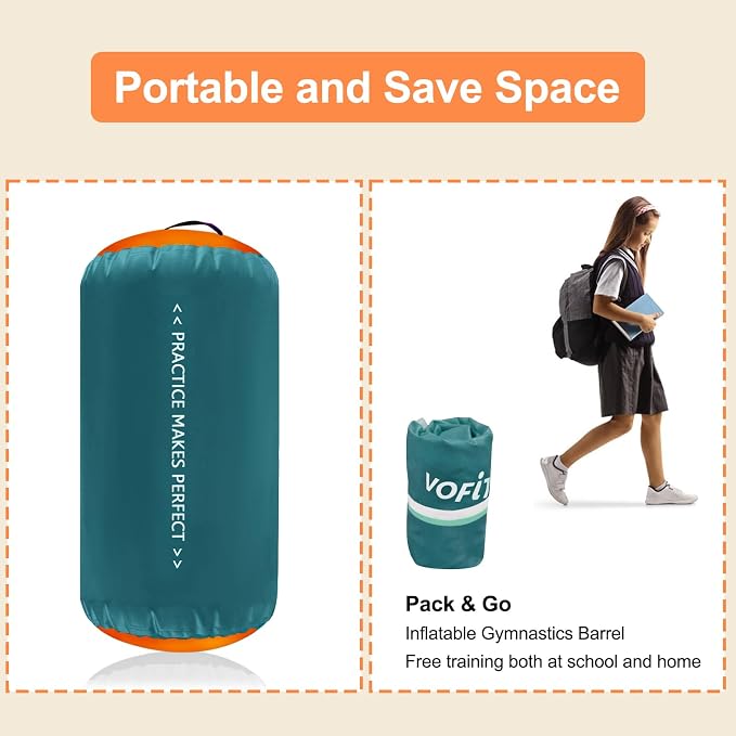 VOFiTNY Gymnastics Tumbling Equipment Air Barrel Inflatable Octagon Tumbler Roller Back-bend Trainer Cheerleading Without Pump