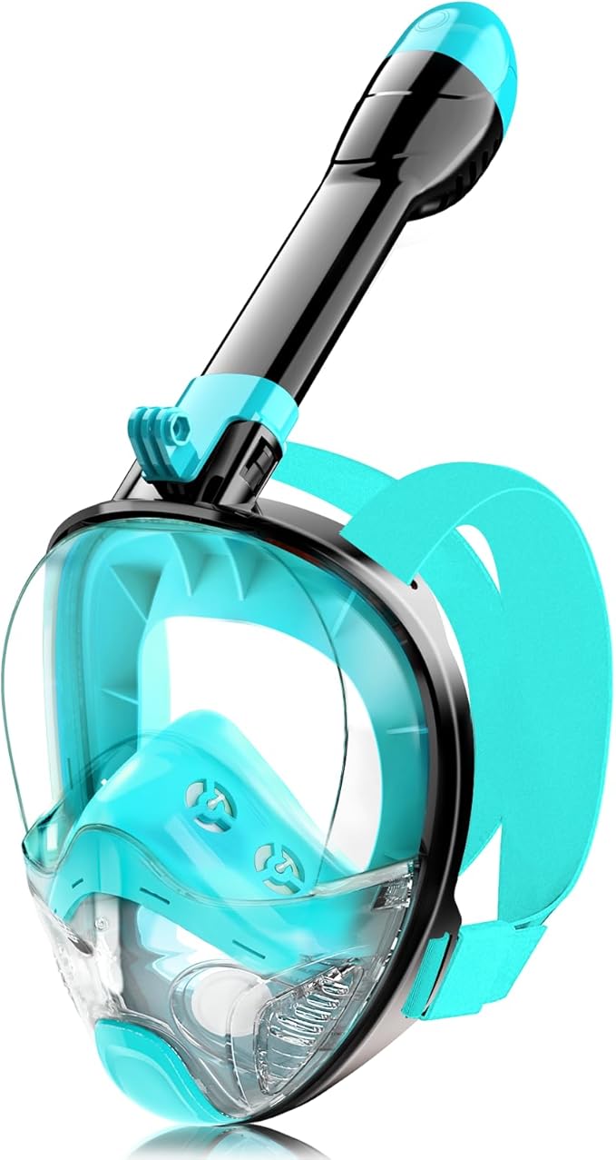 Full Face Snorkel Mask for Adults Teen, Snorkeling Gear with Detachable Camera Mount, Panoramic 180° View, Anti-Fog Anti-Leak Snorkling Set for Man and Women