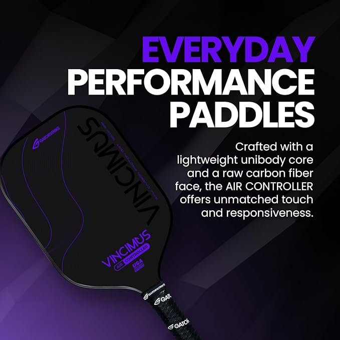GATORSTRIKE Vincimus Air Controller T600 Pickleball Paddle, T600 Carbon Fiber Pickleball Paddle with Enhance PP Honeycomb 16mm Core, 8.1oz with GatorGrit Face