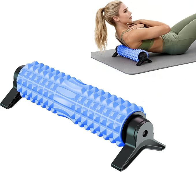 Foam Roller with Detachable Stand, 18" Deep Tissue Massage Roller, Beginner-Friendly Support Design for Muscle Recovery, Home Workout & Fitness - Blue