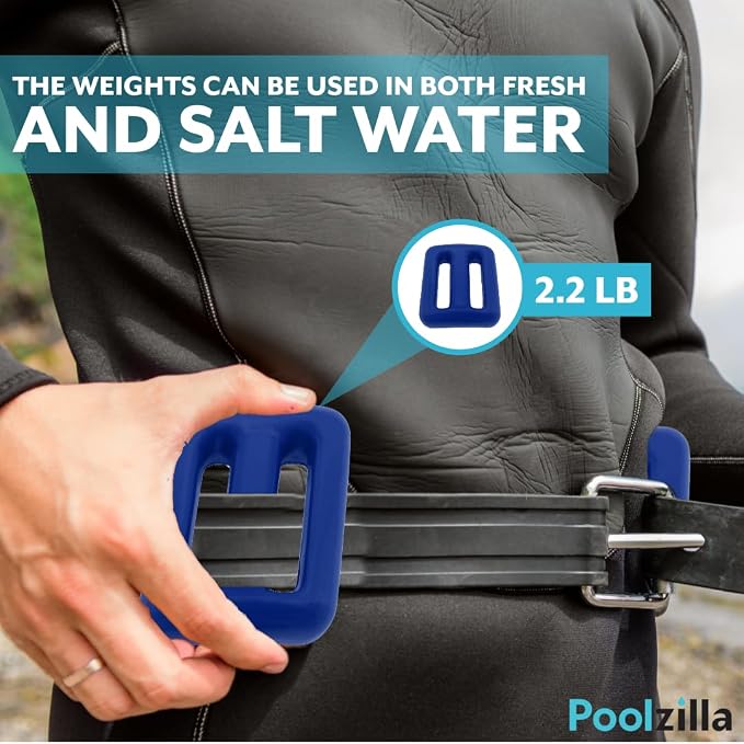 Poolzilla Vinyl Diving Weight for Scuba Diving, Durable Lead Weight with Slits for Placement Along Belt, Comes in 1.1LB(0.5KG) or 2.2LB(1KG) Sizes