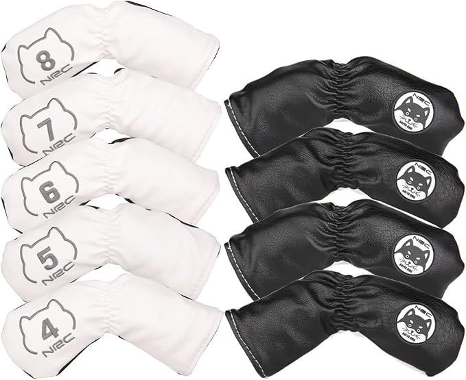 9pcs/Set Akita Dog Design Golf Club Iron Head Covers 4-9,P,S,A Fit Right Hand Irons