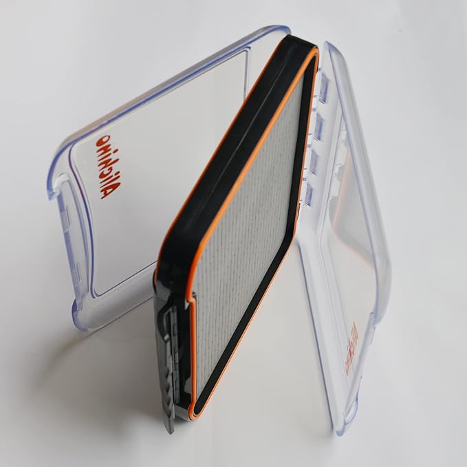 Large Fly Box for Fly Fishing Flies, Double Sided Waterproof Fishing Tackle Storage Boat Foam Fly Fishing Box (Grey Foam Insert, Only Box)