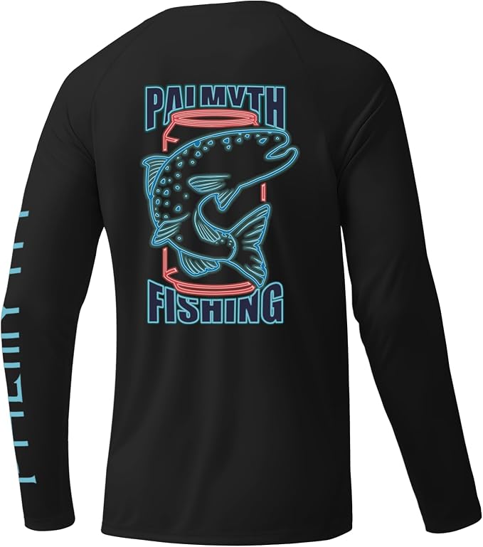 Palmyth Fishing Shirts for Men Long Sleeve UPF 50+ T Shirt Sun Protection | Quick Dry, Sun Protection, Myth-Cool Fabric, Fish Print, Moisture Wicking, Stretchy, Breathable, Fishing,Boating,Outdoor Wear