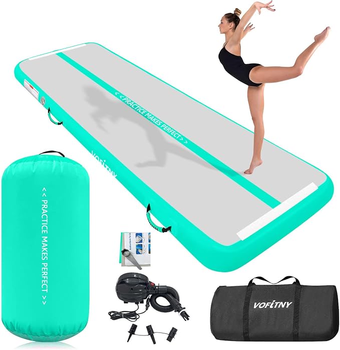 VOFiTNY Inflatable Gymnastics Air mat Tumbling Track with Air Barrel Octagon Mat with Pump for Home/Gym