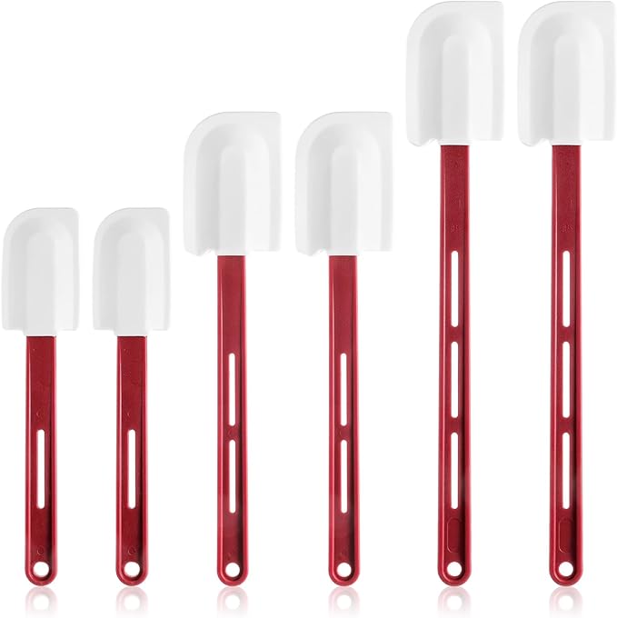 6 Pcs High Temp Silicone Spatulas, Heat Resistant Rubber Spatula, Commercial Silicone Scraper with Handle for Kitchen Cook Baking Mixing Utensil, Dishwasher Safe (10,14,16.5 Inch)