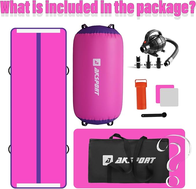 AKSPORT Air Roller Gymnastics Air Barrel for Backbends and Back Handsprings Exercise Training with Electric Air Pump for Home Use/Yoga/Cheerleading/Tumbling/Back Walkovers