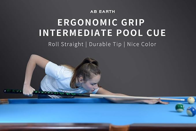 Ergonomic Design 13mm Tip 58" Maple Pool Cue Stick Kit with Hard Case