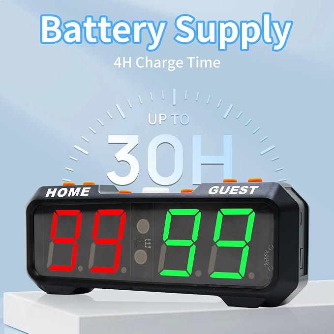 Digital Scoreboard with 7 Color Change, Portable Electronic Scoreboard with Battery Powered, Portable Score Keeper with Buzzer for Pingpong/Board Game/Indoor & Outdoor Game