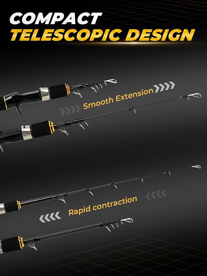 Jenseits 7FT Fishing Rod，Telescopic & 4-Piece Fishing Pole, Spin & Cast | 24T Carbon Fiber, Comfortable EVA Handle, Ceramic Guides, Bass, Trout, Catfish, Freshwater & Inshore，Fishing Gift for Men