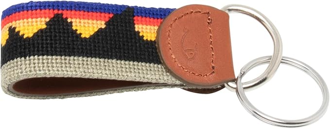 Leather Hand-Stitched Needlepoint Key Fob or Key Chain