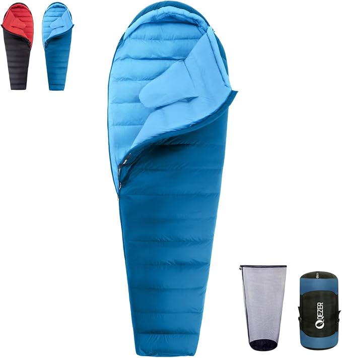 Ultralight Down Sleeping Bag for Adults with 600 Fill Power, Compact All Seasons Sleeping Bag for Backpacking, Hiking and Camping