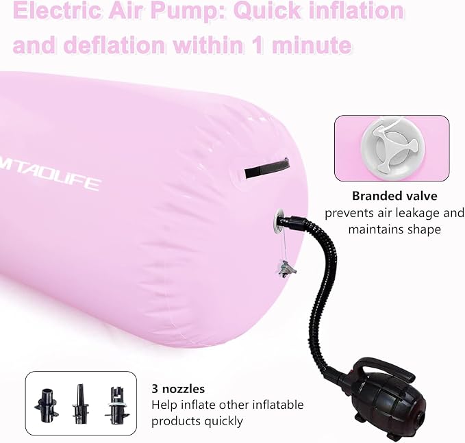 Gymnastics Air Roller Air Barrel, Inflatable Tumble Roller Mat, Air Roller Gymnastics Barrel Kids Back Somersault Backbend Trainer for Yoga Training Cheerleading Home Use