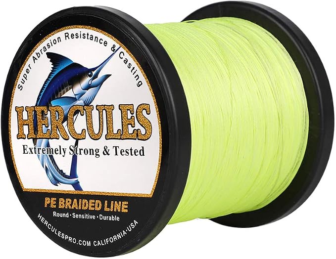 HERCULES Cost-Effective Super Cast 8 Strands Braided Fishing Line 10LB to 300LB Test for Salt-Water,109/328/547/1094 Yards(100M/300M/500M/1000M),Diam.#0.12MM-1.2MM,Hi-Grade Performance,Variety Colors