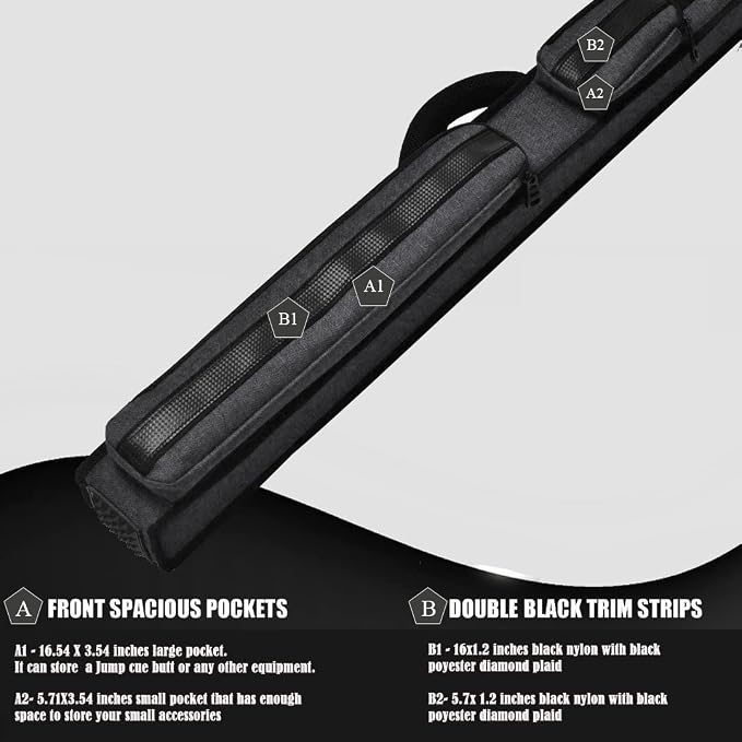 Champion 2X2,2X3,3X4 Nylon/Leatherette Billiard Pool Cue Stick Hard Case