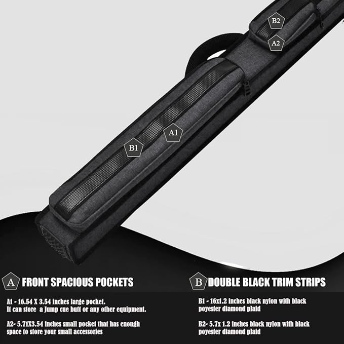 Champion 2X2,2X3,3X4 Nylon/Leatherette Billiard Pool Cue Stick Hard Case