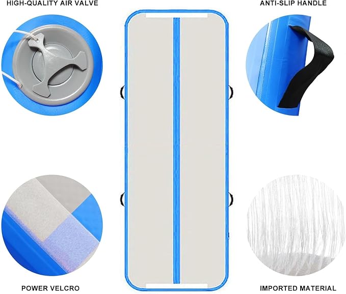Inflatable Air Gymnastics Mat 10ft Training Mat 4 inches Thick Tumbling Track with Electric Pump for Gym/Home/Outdoor/Cheerleading/Yoga/Water