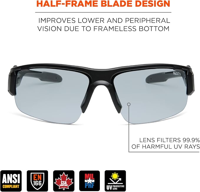 Ergodyne Skullerz DAGR Anti Scratch Safety Glasses, Anti-Fog, ANSI z87.1